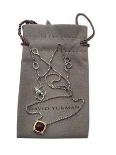 David Yurman Sterling 18K Gold Petite Chatelaine Garnet Diamond Necklace #24815