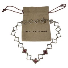 David Yurman Collana Quatrefoil in oro 18k con tormalina rosa e diamanti