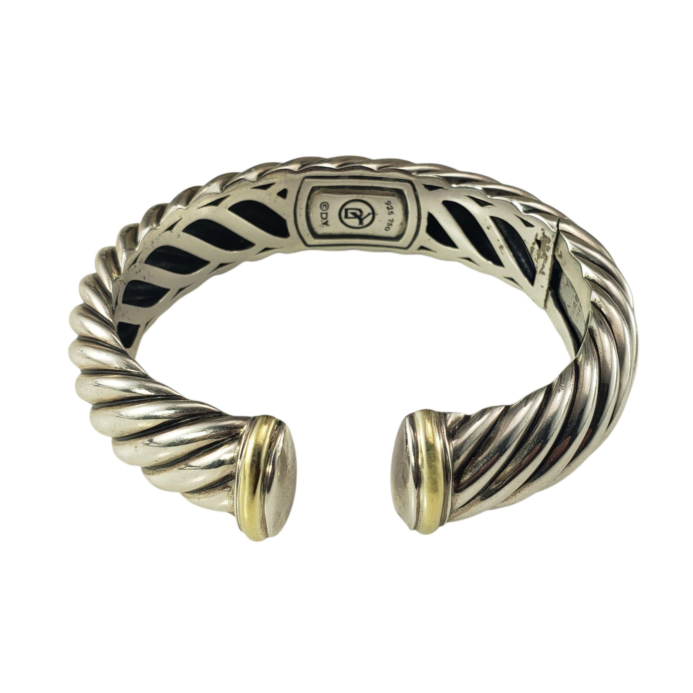 Women's David Yurman Sterling & 18K Yellow Gold Sculpted Hinged Cuff Bracelet #22944 For Sale