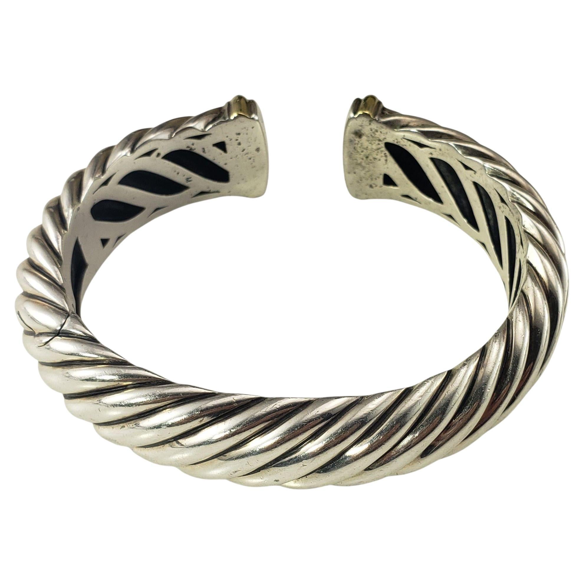David Yurman Pulsera con bisagra esculpida en plata esterlina y oro amarillo de 18 quilates #22944