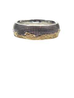 David Yurman Sterling 18K Yellow Gold Waves Band Ring 12.5 w/Box #25223
