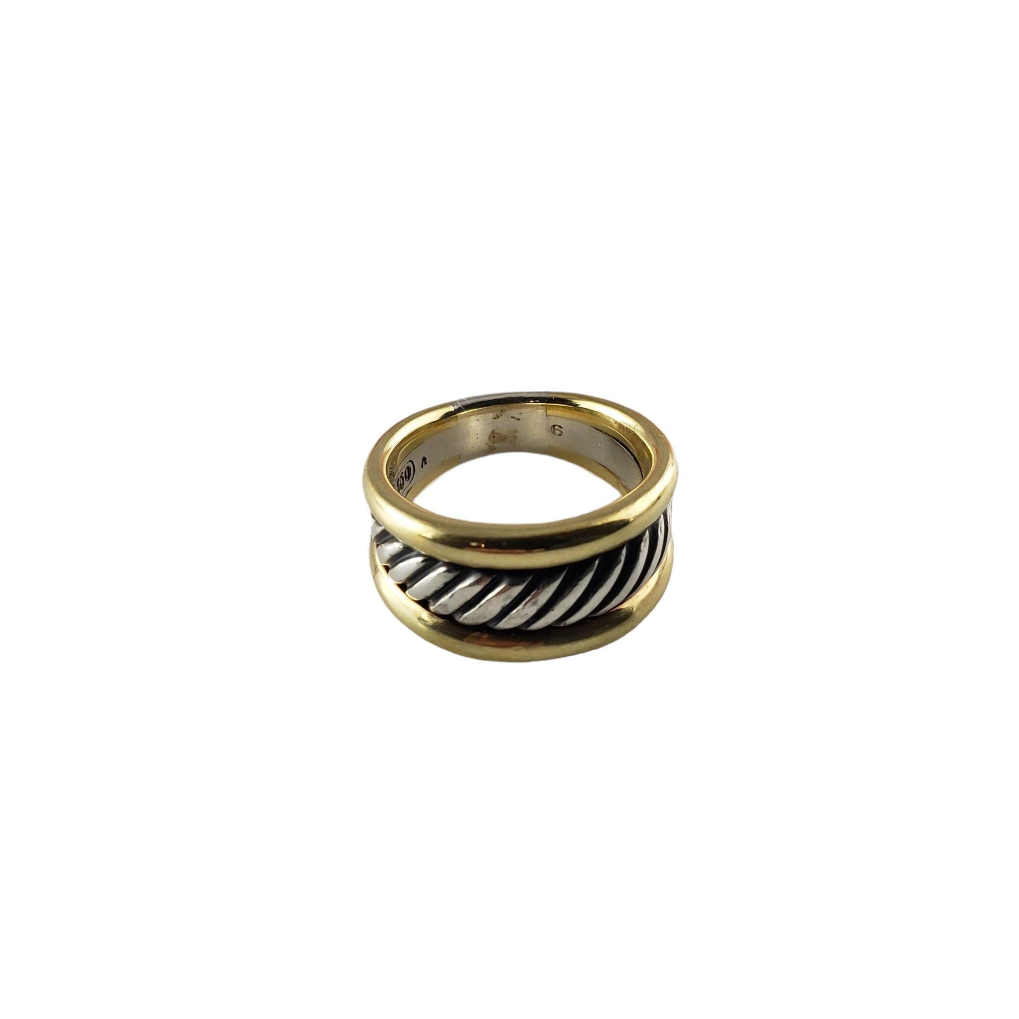 David Yurman Sterling and 18 Karat Yellow Gold Thoroughbred Ring In Good Condition For Sale In Washington Depot, CT