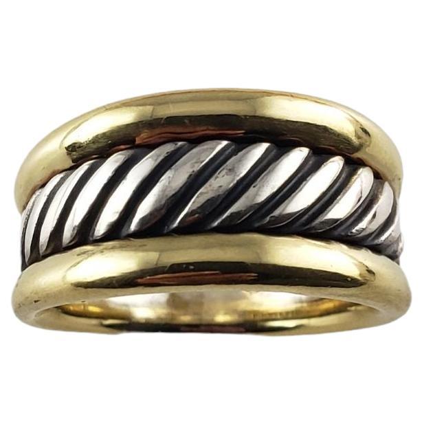 David Yurman Sterling and 18 Karat Yellow Gold Thoroughbred Ring For Sale