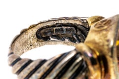 David Yurman Bague en argent sterling et or avec citrine en damier rectangulaire