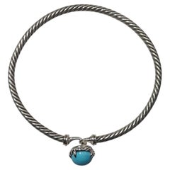 David Yurman Sterling Chatelaine Turquoise Bangle Bracelet #25715