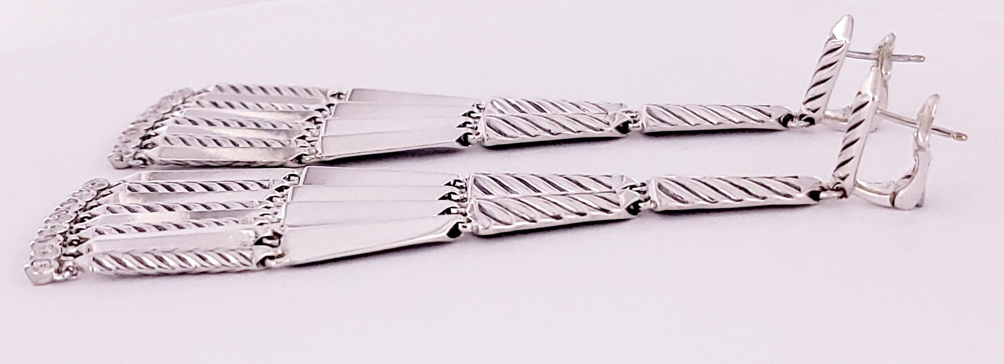 Donna Orecchini con frange in argento David Yurman  con diamanti in vendita