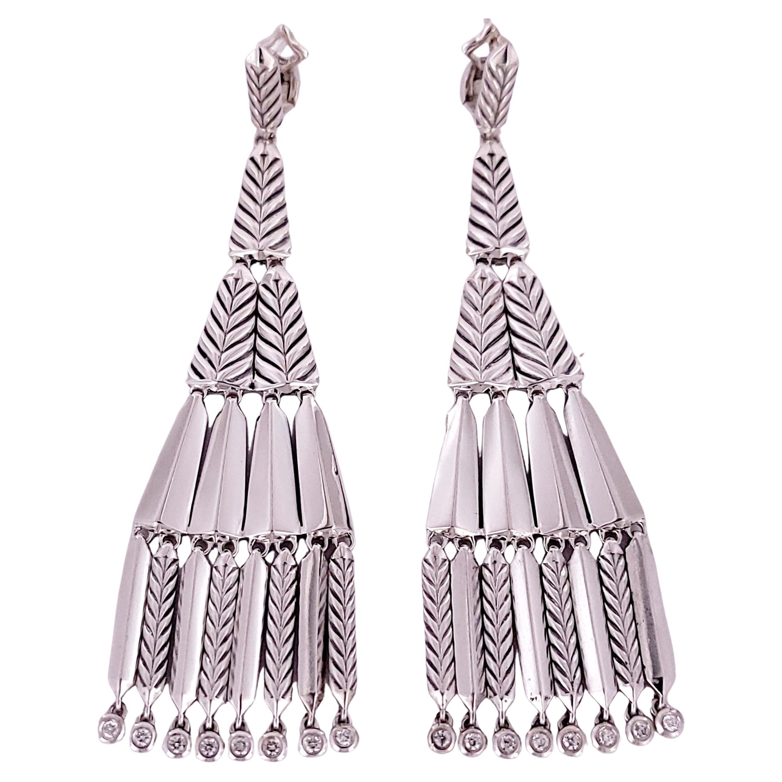David Yurman Sterling Fringe Earrings  with Diamonds