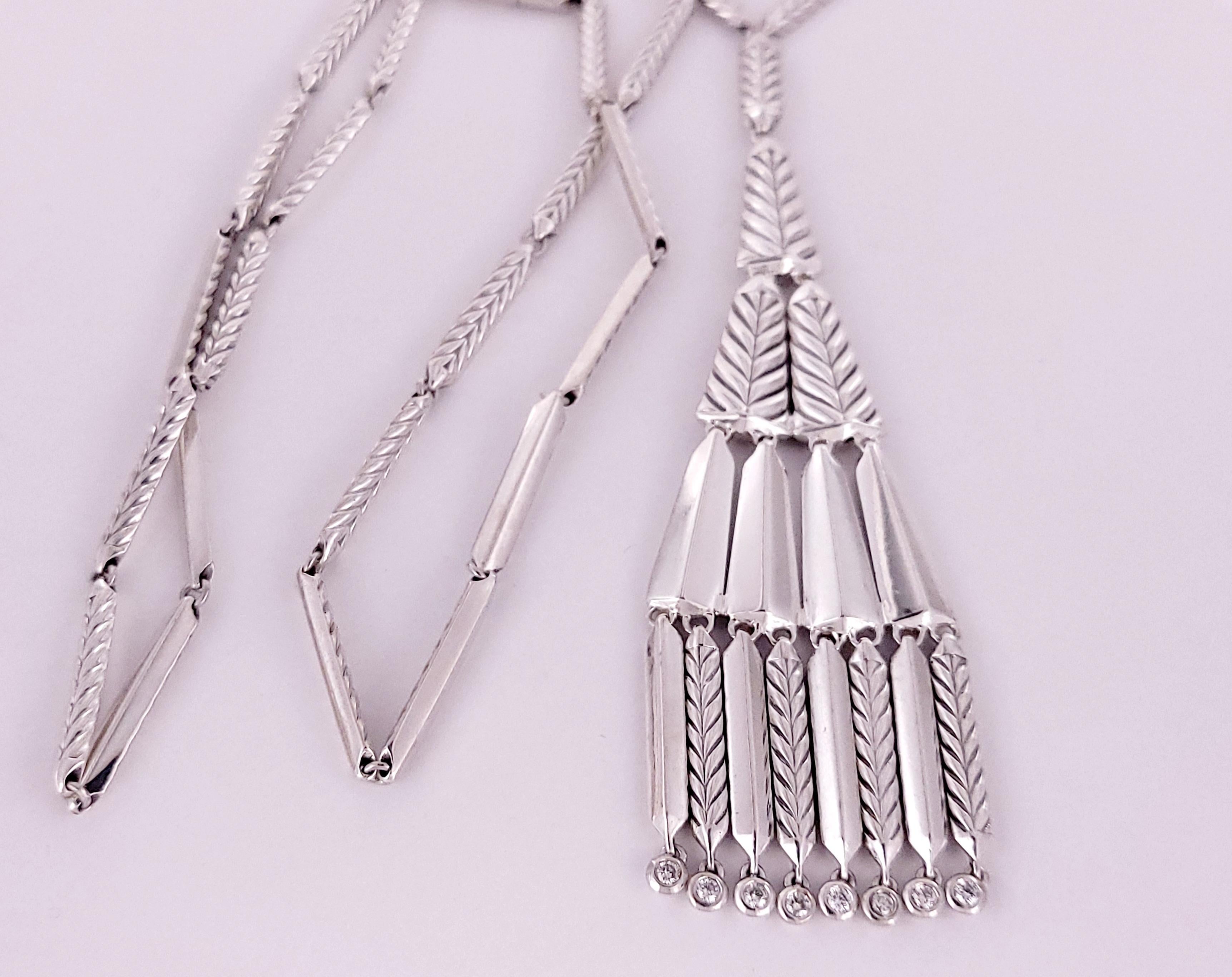 Taglio rotondo David Yurman - Collana in argento con frange e diamanti in vendita