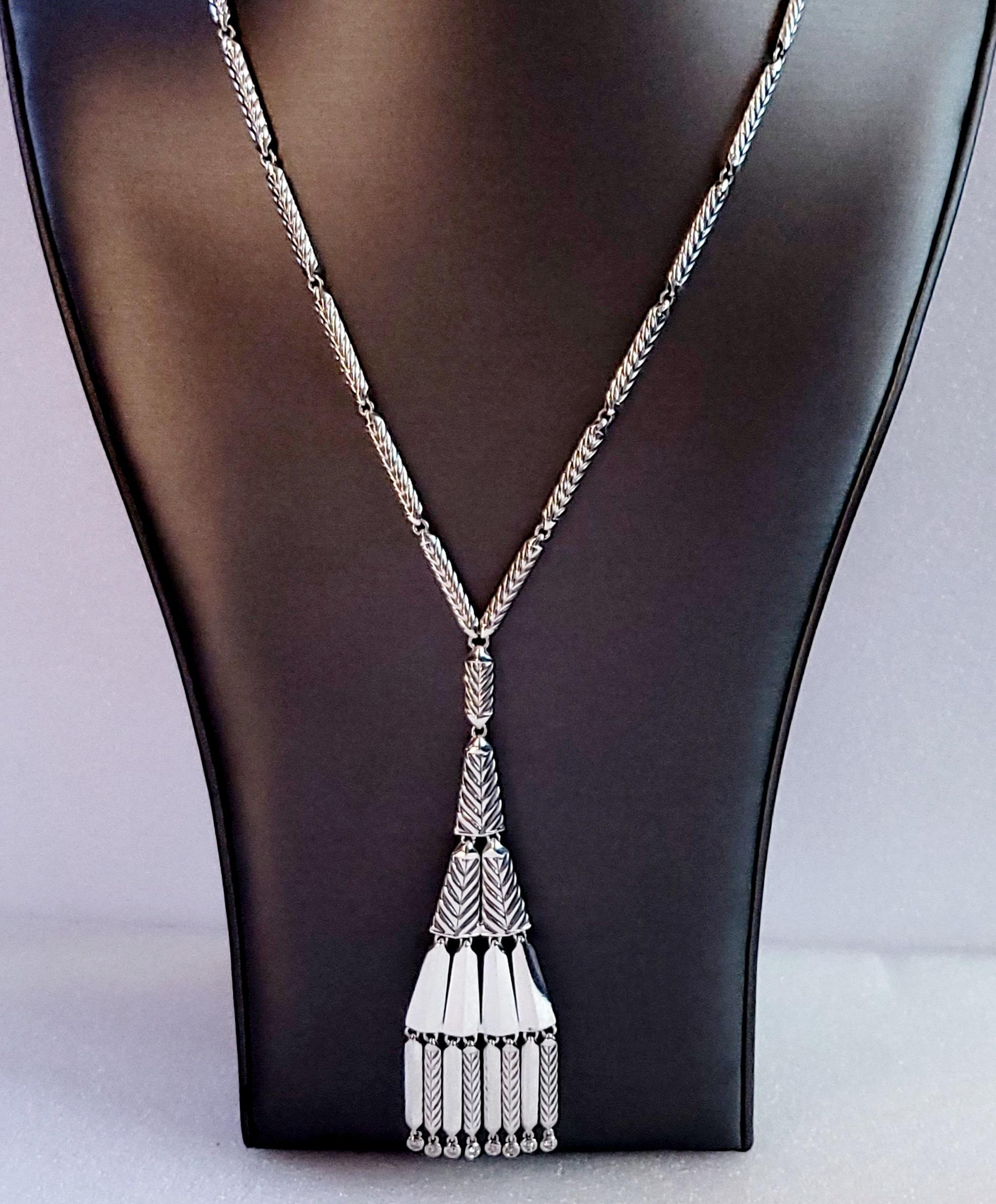 David Yurman - Collana in argento con frange e diamanti In condizioni ottime in vendita a New York, NY
