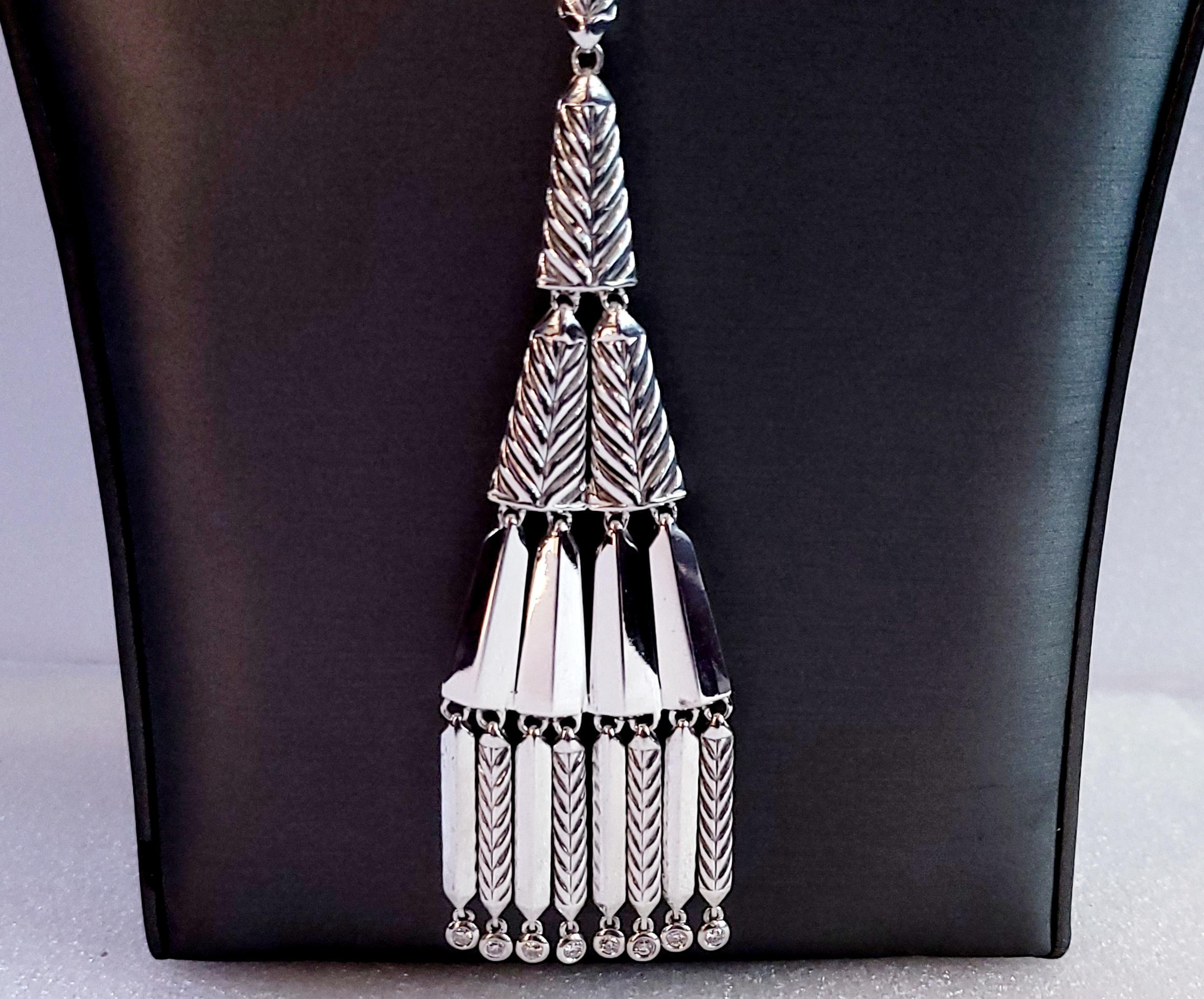 Donna David Yurman - Collana in argento con frange e diamanti in vendita
