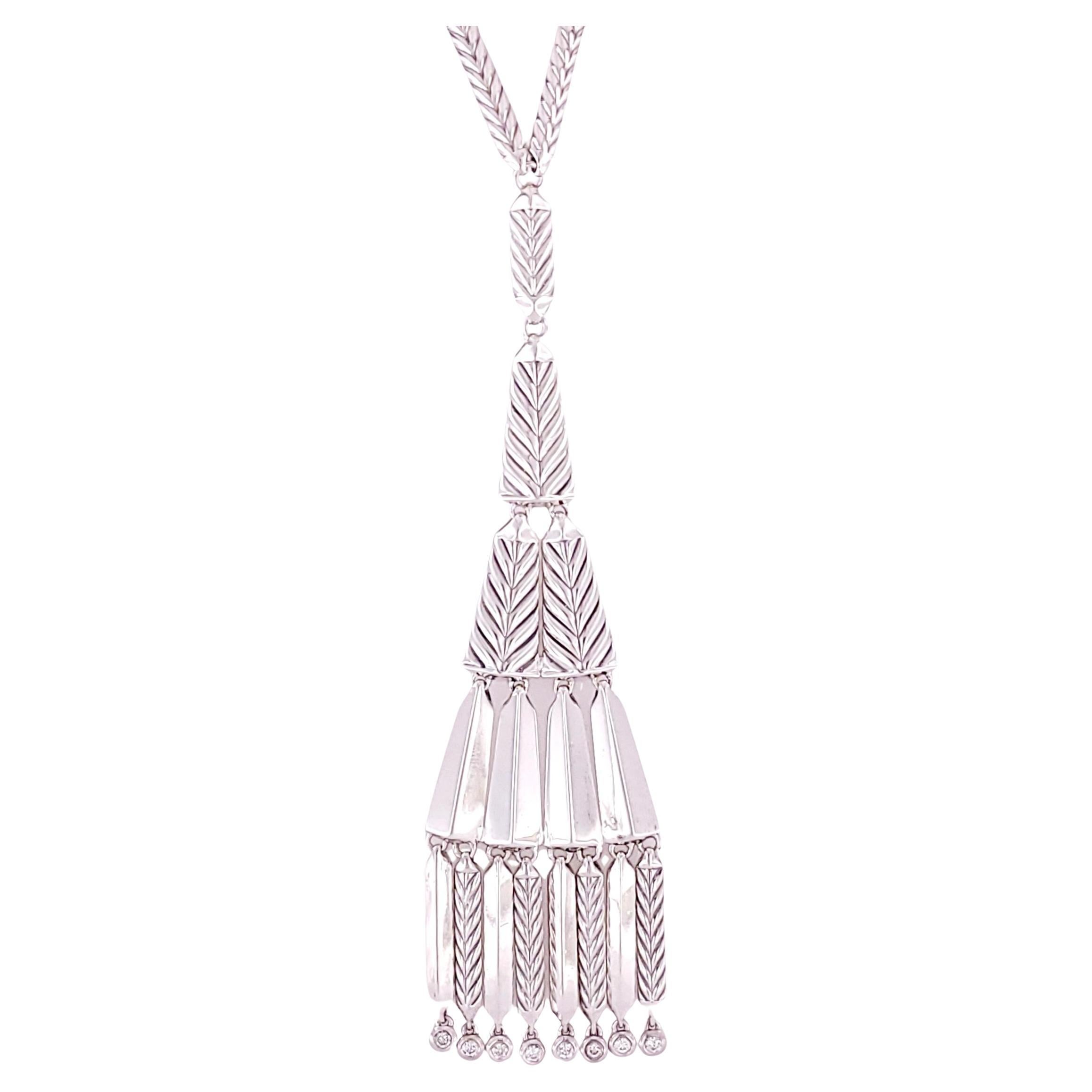 David Yurman Sterling Fringe Pendant with Diamonds Necklace