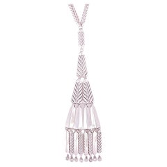 David Yurman Sterling Fringe Pendant with Diamonds Necklace