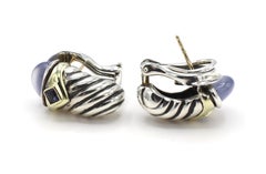 David Yurman Sterling & Gold Chalcedony, Tanzanite Cable Earrings