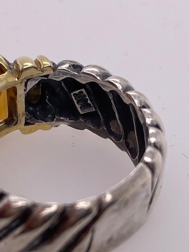 David Yurman Sterling Gold and Citrine Ring In Excellent Condition In New York, NY