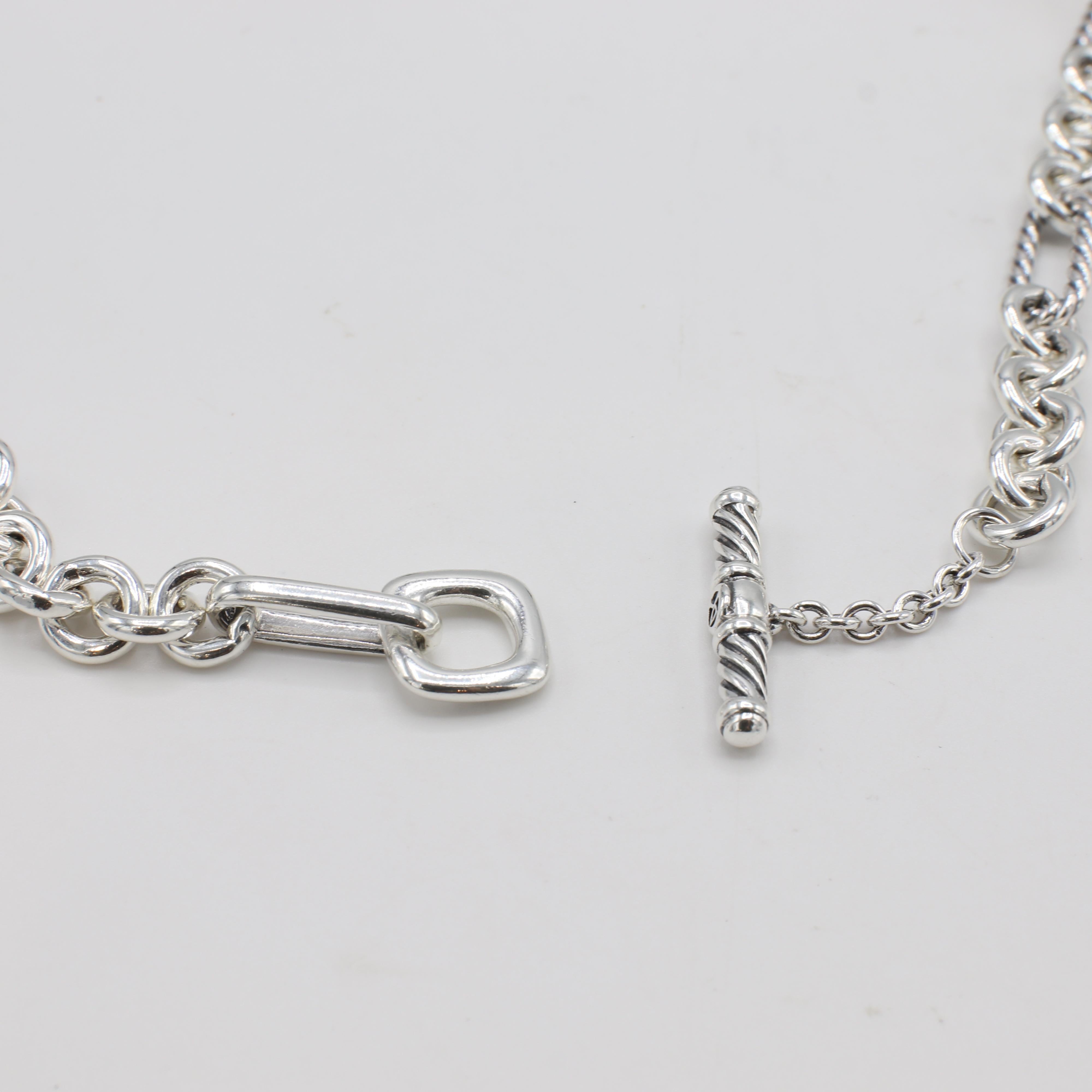 Briolette Cut David Yurman Sterling & Gold Onyx Station Chain Link Necklace
