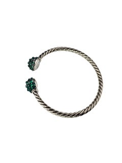 David Yurman Sterling Green Onyx Osetra Cable Berries Cuff Bracelet #25658