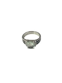 David Yurman Sterling Prasiolite & Diamond Petite Wheaton Ring Size 8 #24721