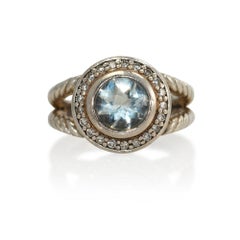 Vintage David Yurman Sterling Prasiolite & Diamond Ring, .20tdw