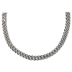 David Yurman Silver & Gold Diamond Buckle Double Wheat Chain Necklace