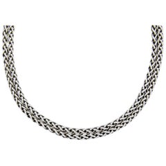 David Yurman Sterling Silver 0.18 Carat Diamond Double Wheat Chain Necklace