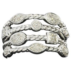 David Yurman Sterling Silver 0.21 Carat Round Diamond Band Ladies Fashion Ring