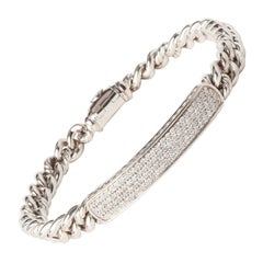 David Yurman Sterling Silver 0.66ct Round Diamond Id/Identification Bracelet