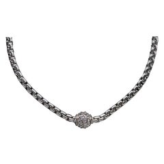 David Yurman Sterling Silver 0.90 Carat Round Diamond Chain Necklace