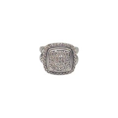 David Yurman Sterling Silver 10mm Diamond Cluster Albion Ring Size 6 1/2 #22229
