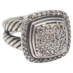 David Yurman Sterling Silber 10mm Diamant Cluster Albion Ring Größe 6 1/2 #22229