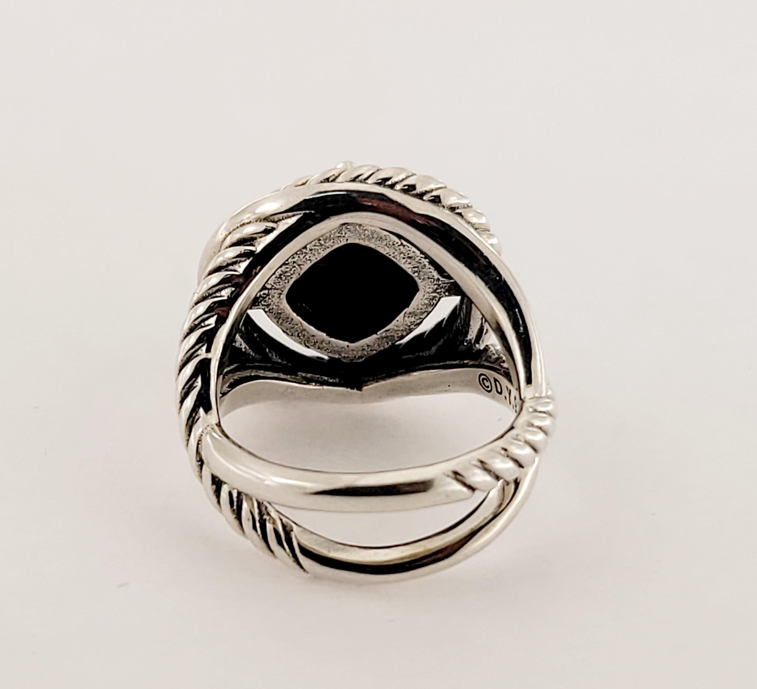 David Yurman 11 mm Unendlichkeitsschwarzer Onyx-Ring aus Sterlingsilber Damen im Angebot