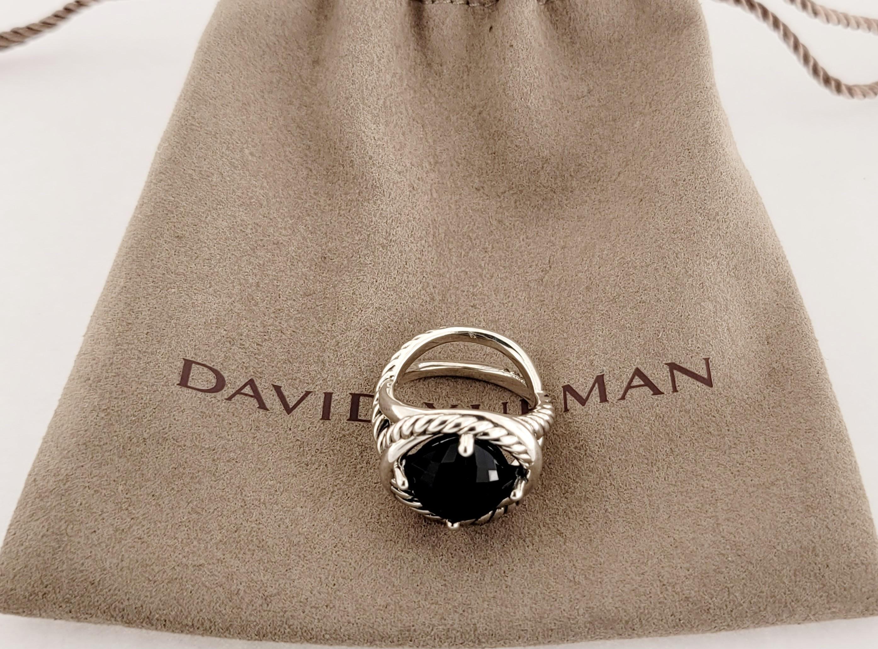 David Yurman Sterling Silver 11mm Infinity Black Onyx Ring In New Condition For Sale In New York, NY