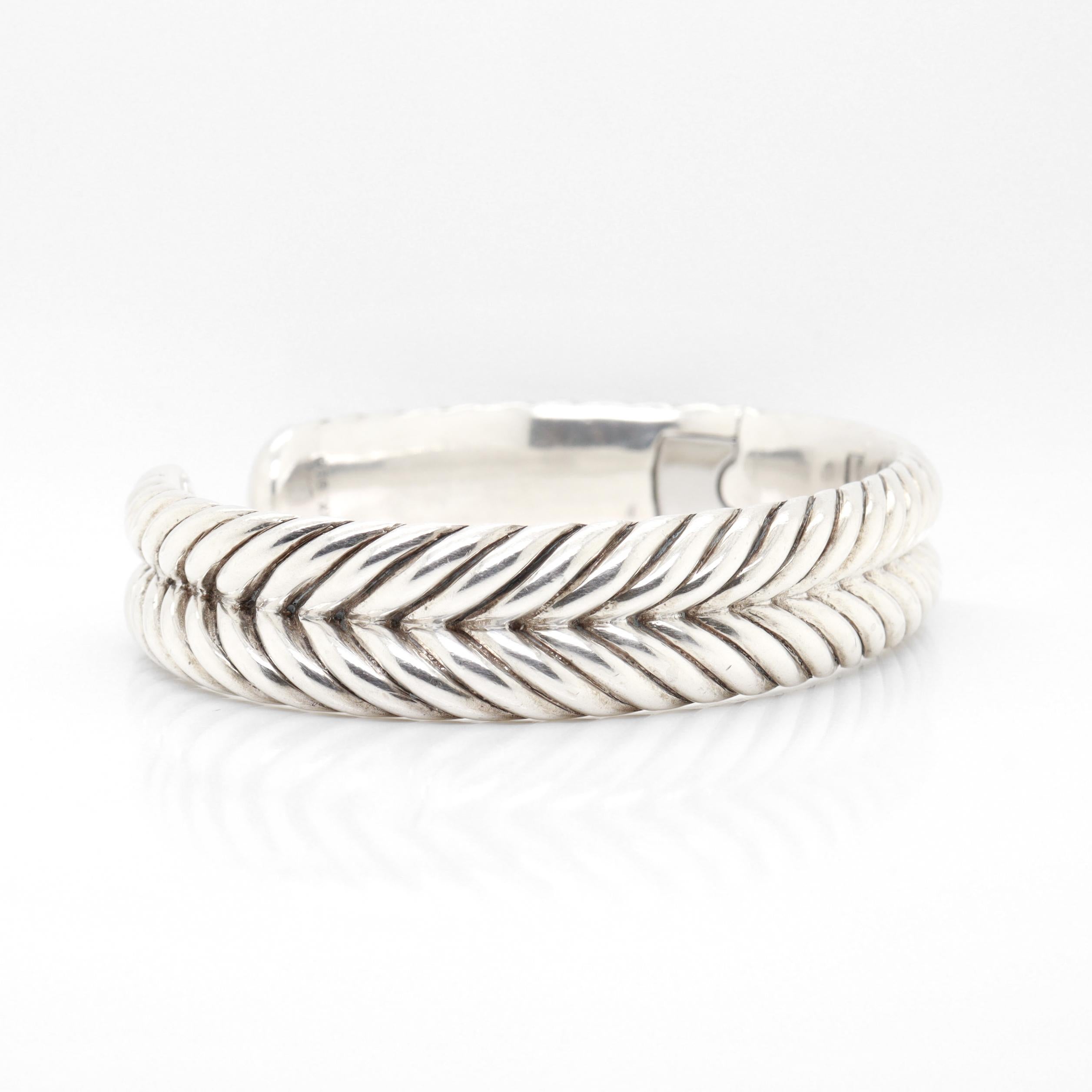 David Yurman Sterling Silver 13mm Chevron Cable Cuff Bracelet im Angebot 6