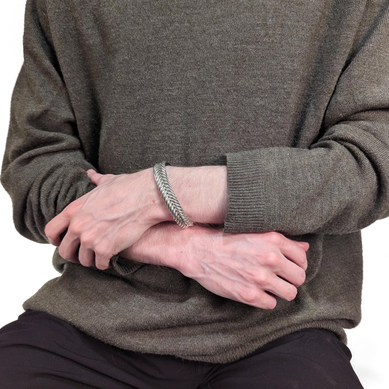 David Yurman Sterling Silver 13mm Chevron Cable Cuff Bracelet photo 2