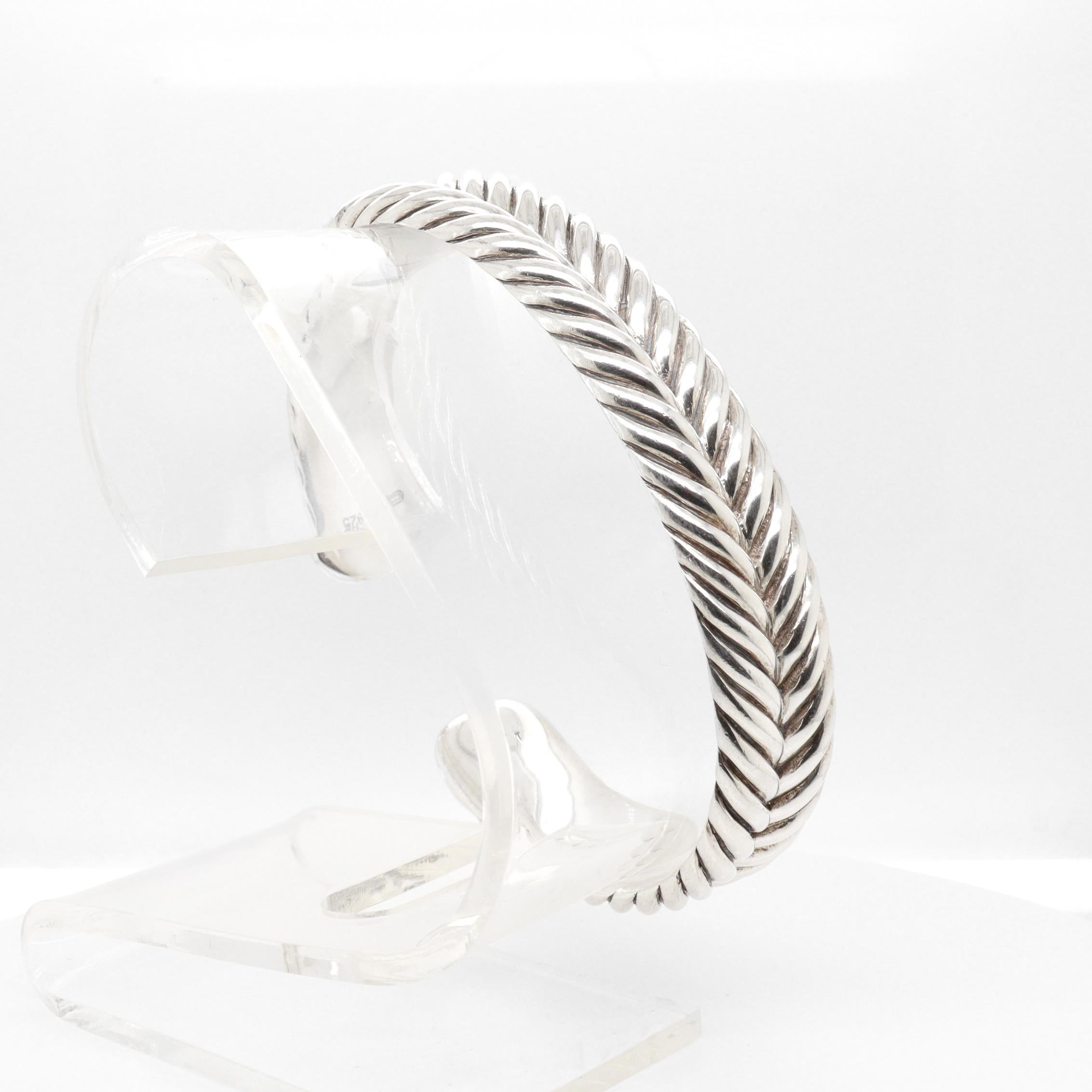 David Yurman Sterling Silver 13mm Chevron Cable Cuff Bracelet im Angebot 2