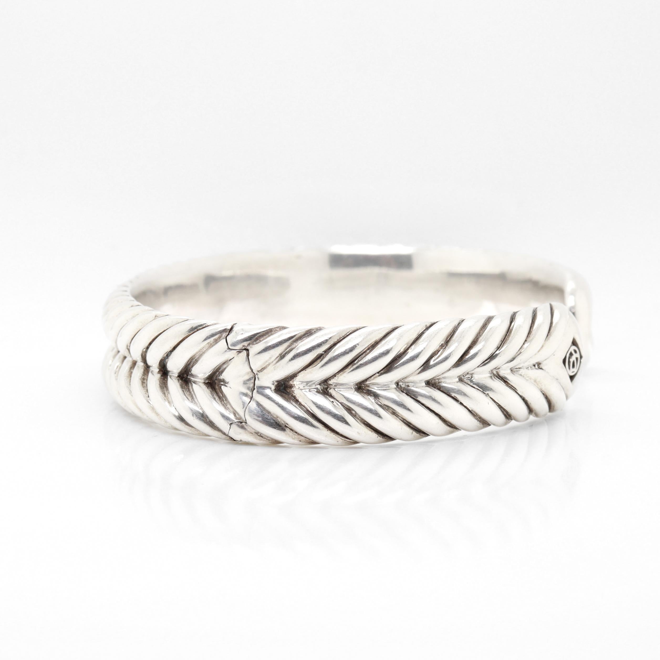David Yurman Sterling Silver 13mm Chevron Cable Cuff Bracelet im Angebot 4