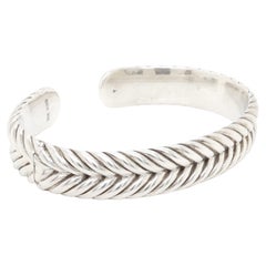David Yurman Sterling Silver 13mm Chevron Cable Cuff Bracelet
