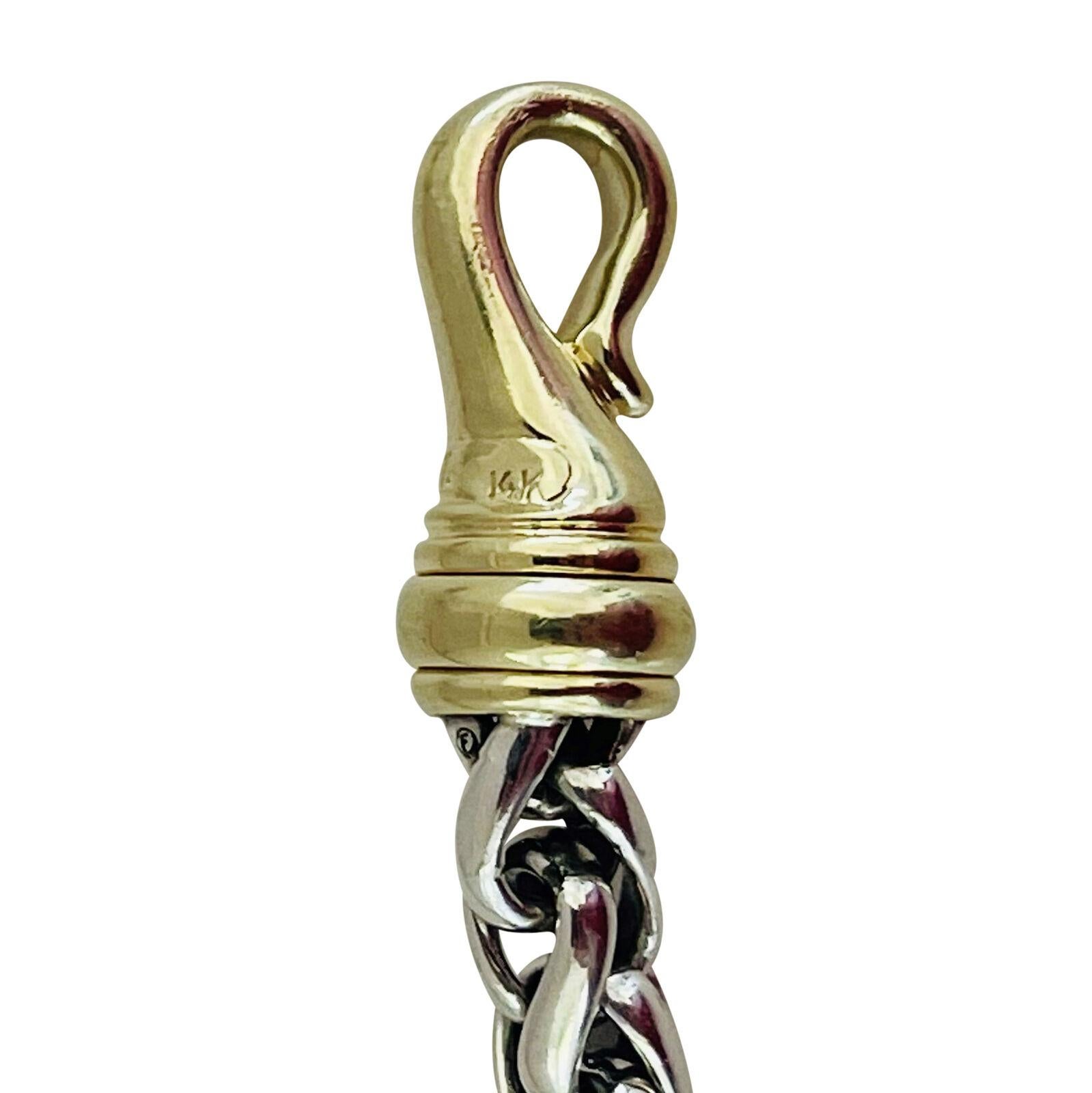 David Yurman Collar de cadena de eslabones de trigo de plata de ley y oro de 14 quilates 7