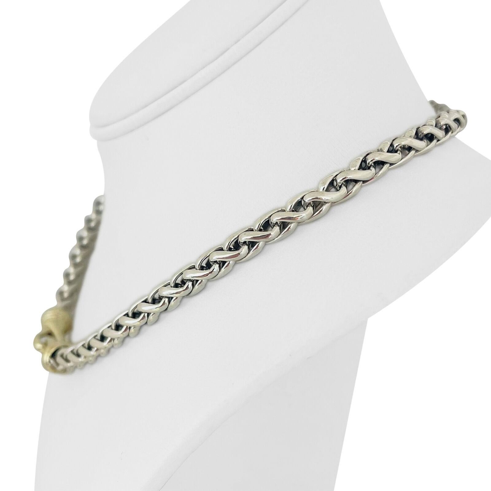 David Yurman Collar de cadena de eslabones de trigo de plata de ley y oro de 14 quilates 1