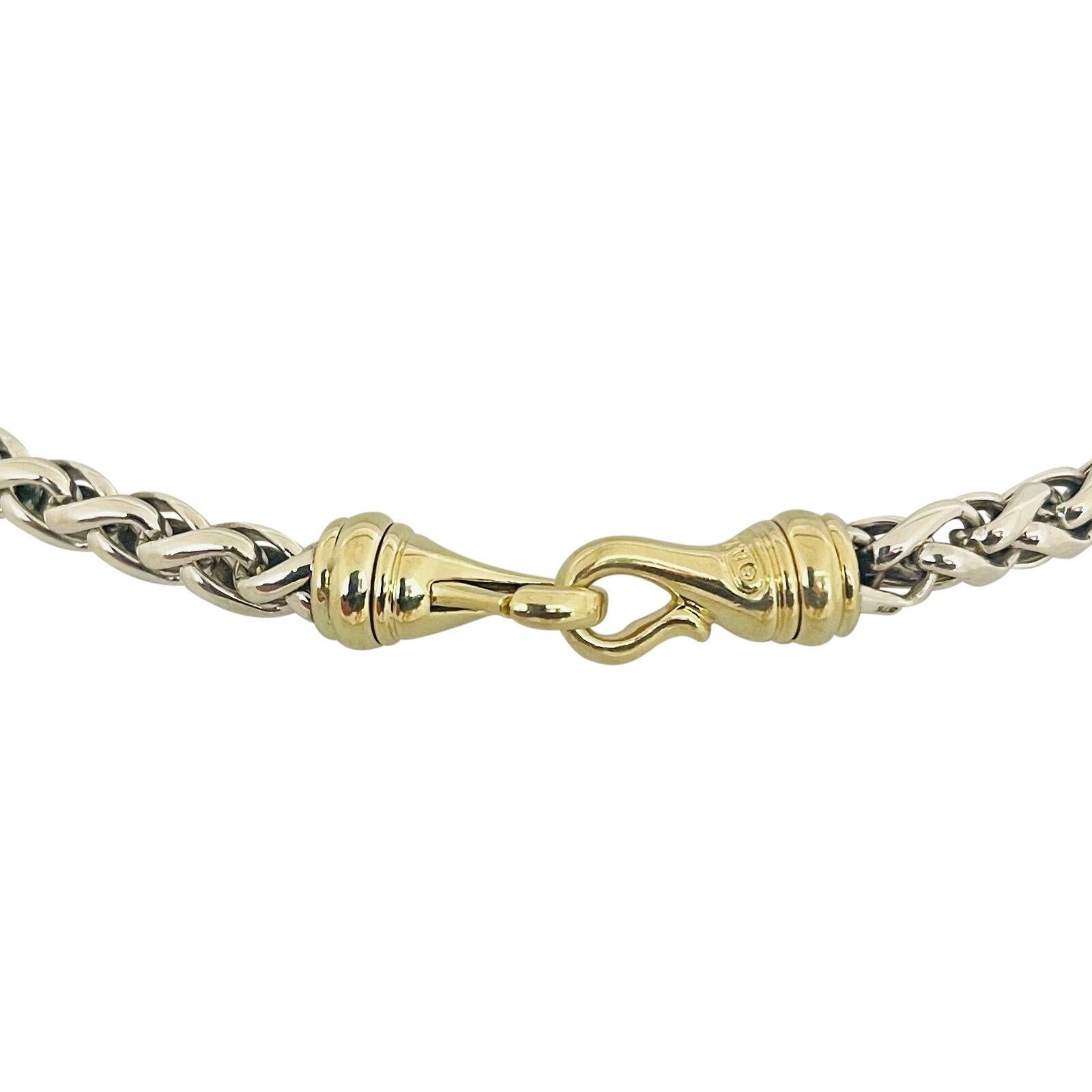 David Yurman Collar de cadena de eslabones de trigo de plata de ley y oro de 14 quilates 2