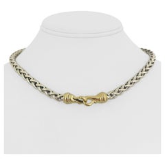 David Yurman Collar de cadena de eslabones de trigo de plata de ley y oro de 14 quilates