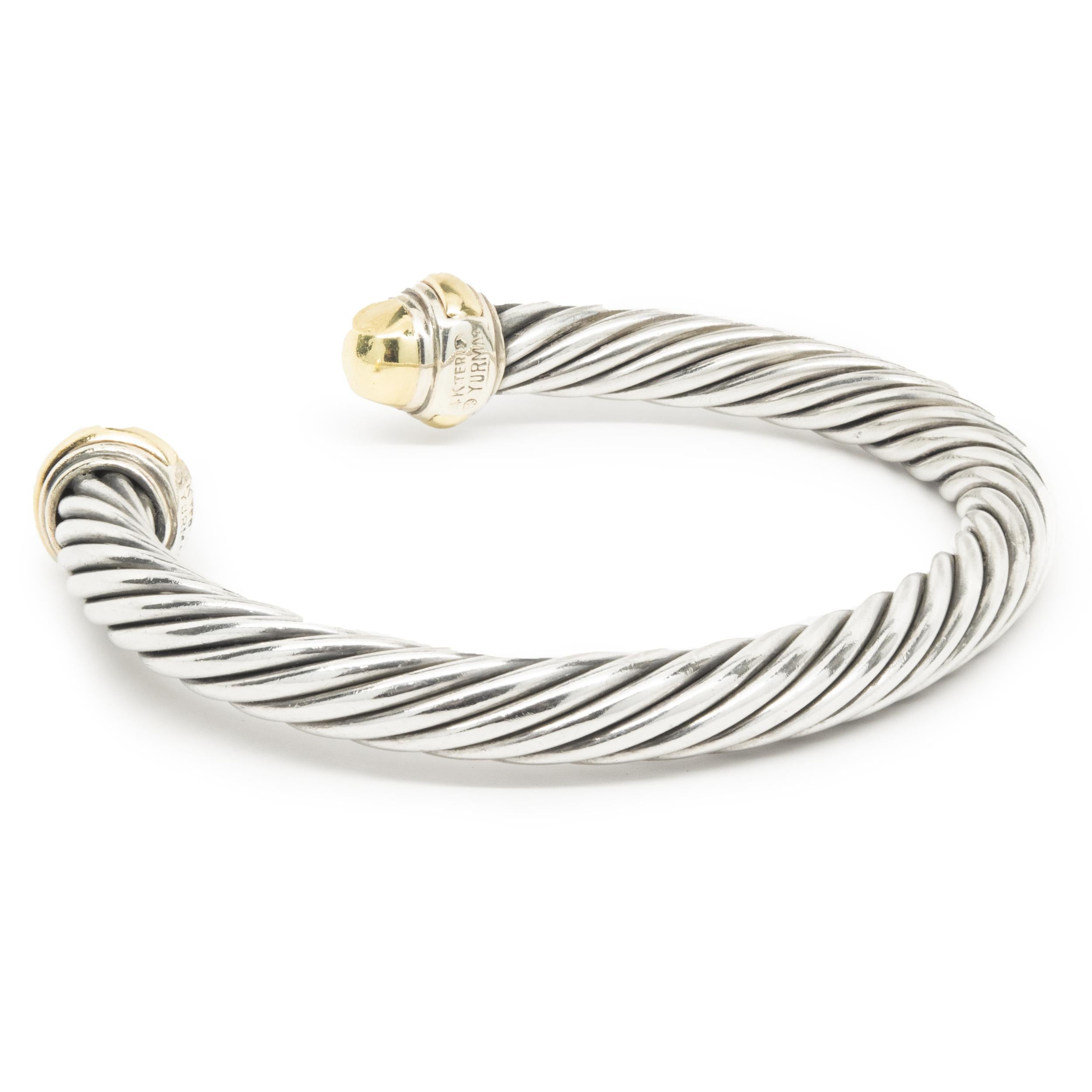 Designer: David Yurman
Material: sterling silver & 14K yellow gold
Dimensions: bracelet will fit up to a 7-inch wrist
Weight: 43.95 grams

