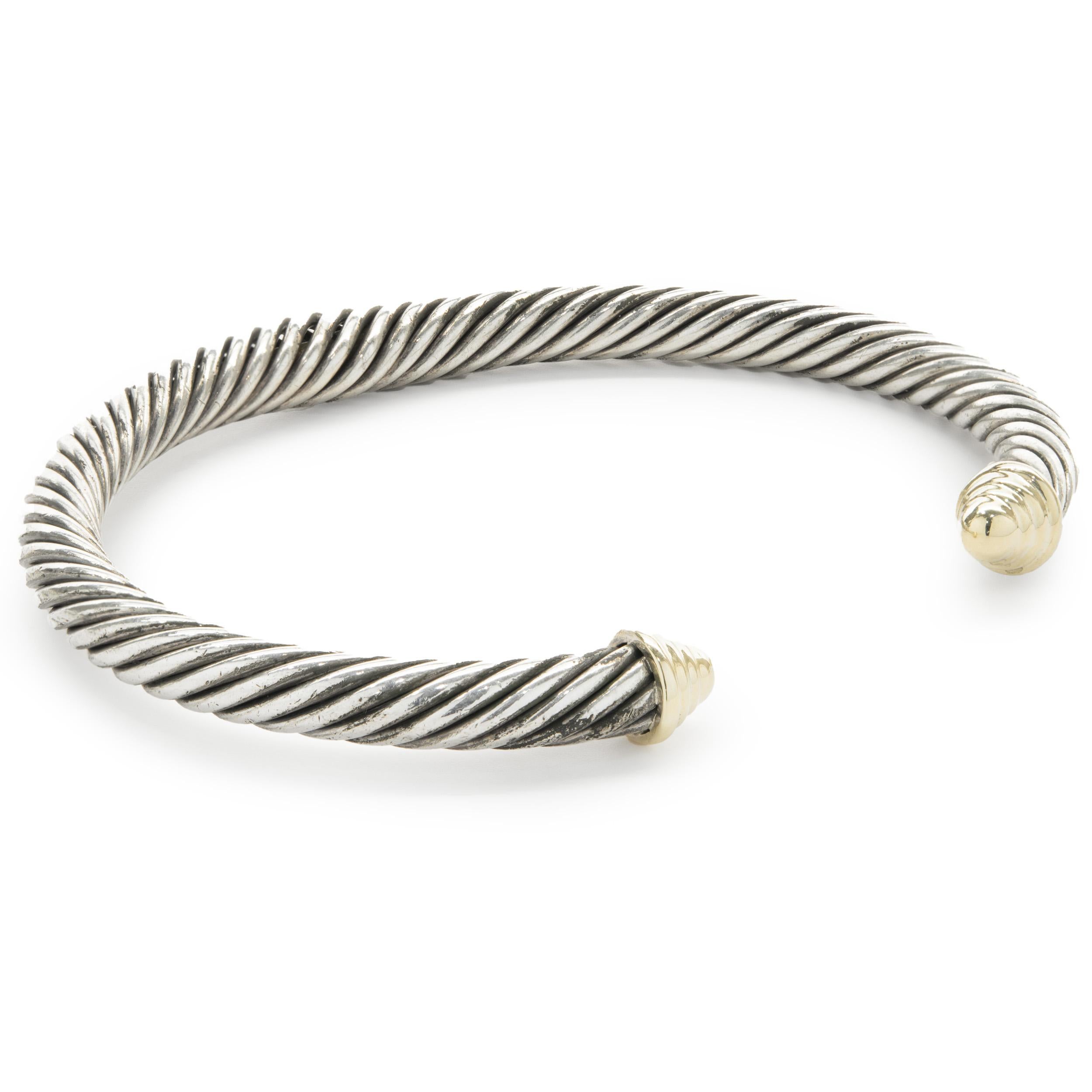Designer: David Yurman
Material: 14K yellow gold / Sterling Silver
Dimensions: bracelet will fit up to a 6.5-inch wrist
Weight: 27.46 grams