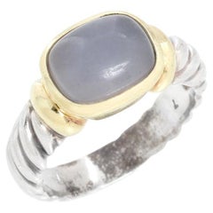 David Yurman Bague en argent sterling et or jaune 14 carats avec calcédoine Taille 6