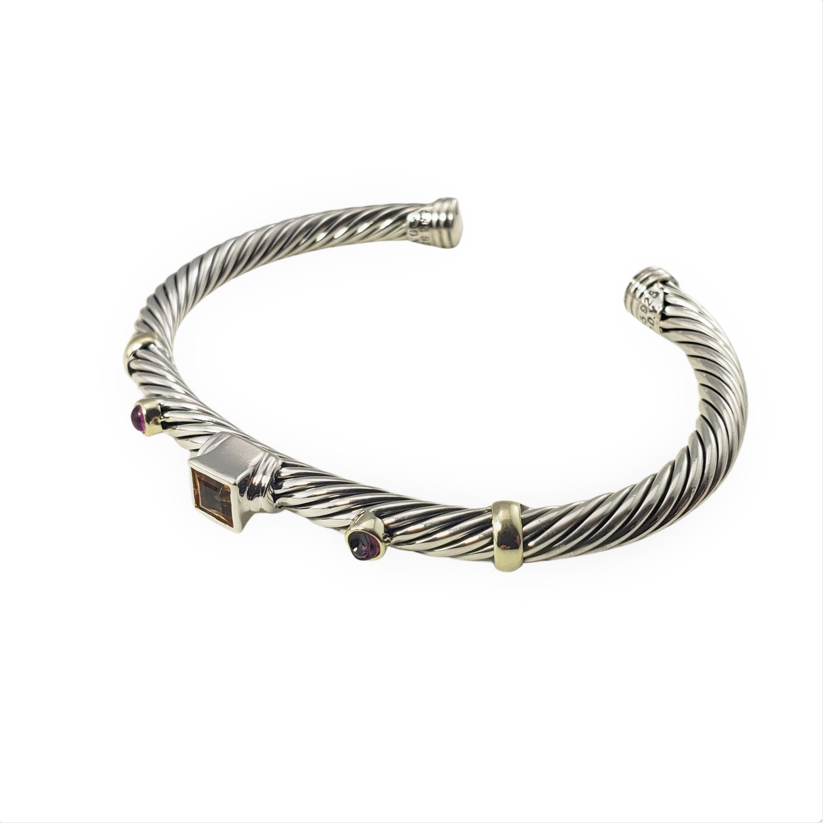 David Yurman Sterling Silber 14 Karat Gelbgold Citrin Amethyst Manschettenarmband im Zustand „Gut“ in Washington Depot, CT
