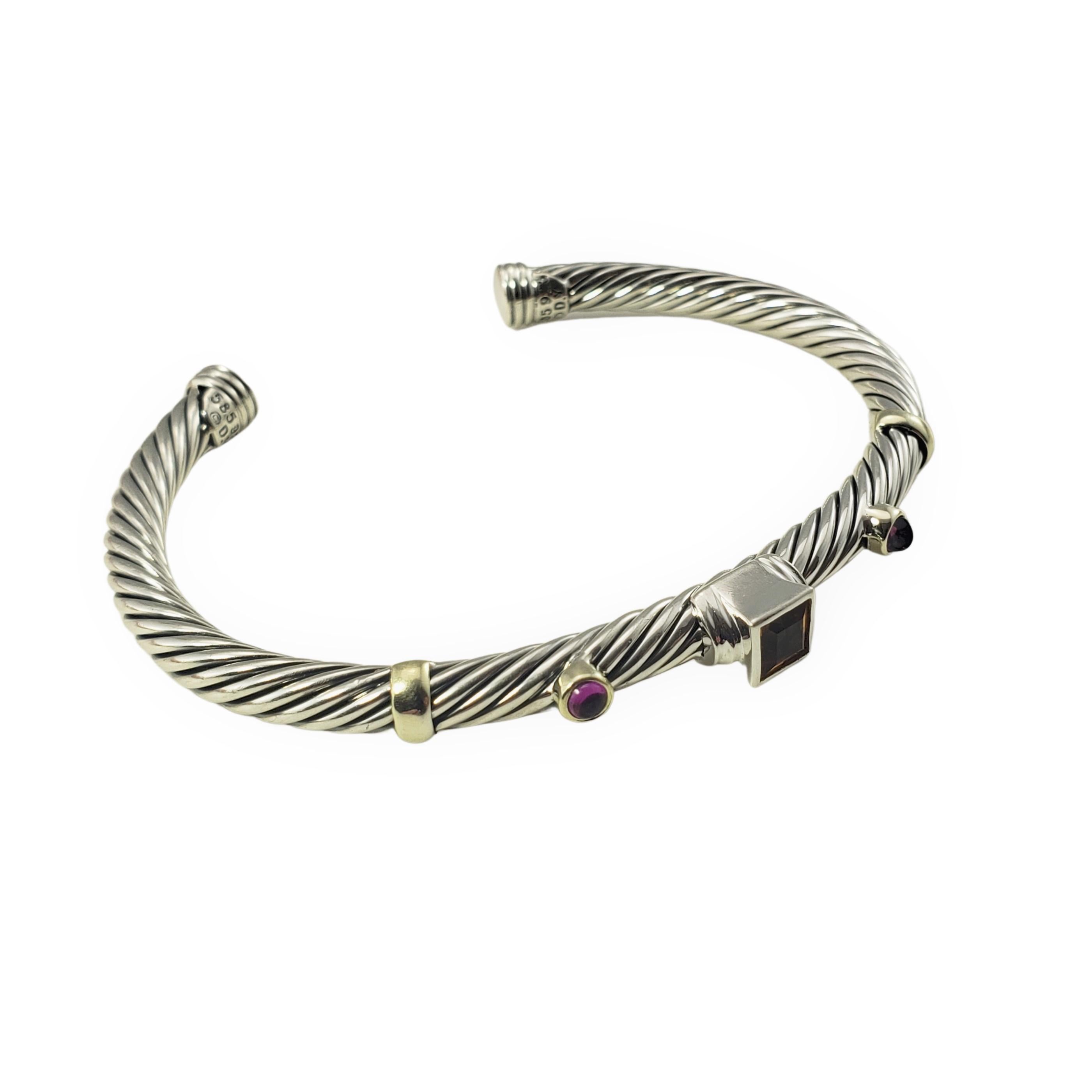 David Yurman Sterling Silber 14 Karat Gelbgold Citrin Amethyst Manschettenarmband Damen