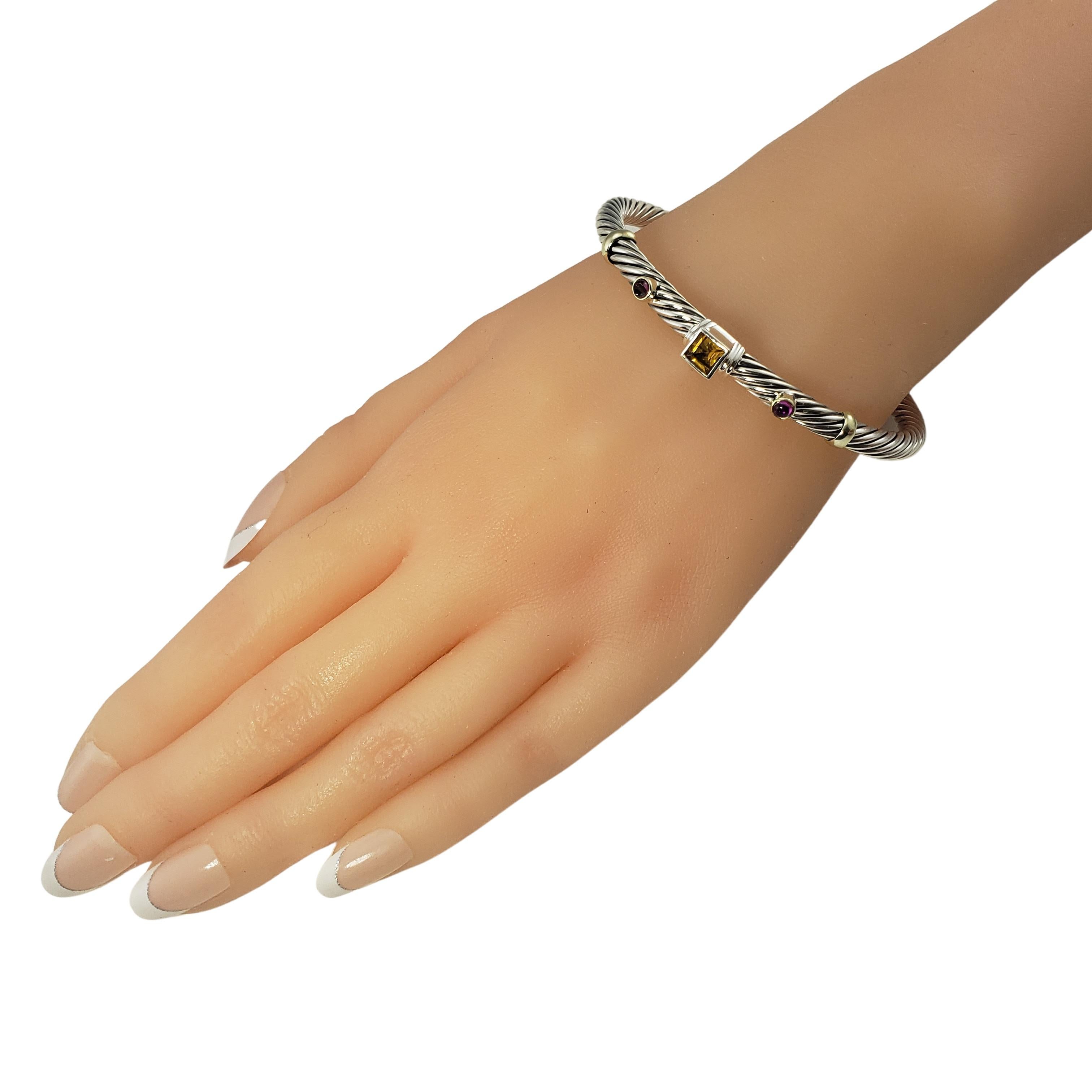 David Yurman Sterling Silber 14 Karat Gelbgold Citrin Amethyst Manschettenarmband 3