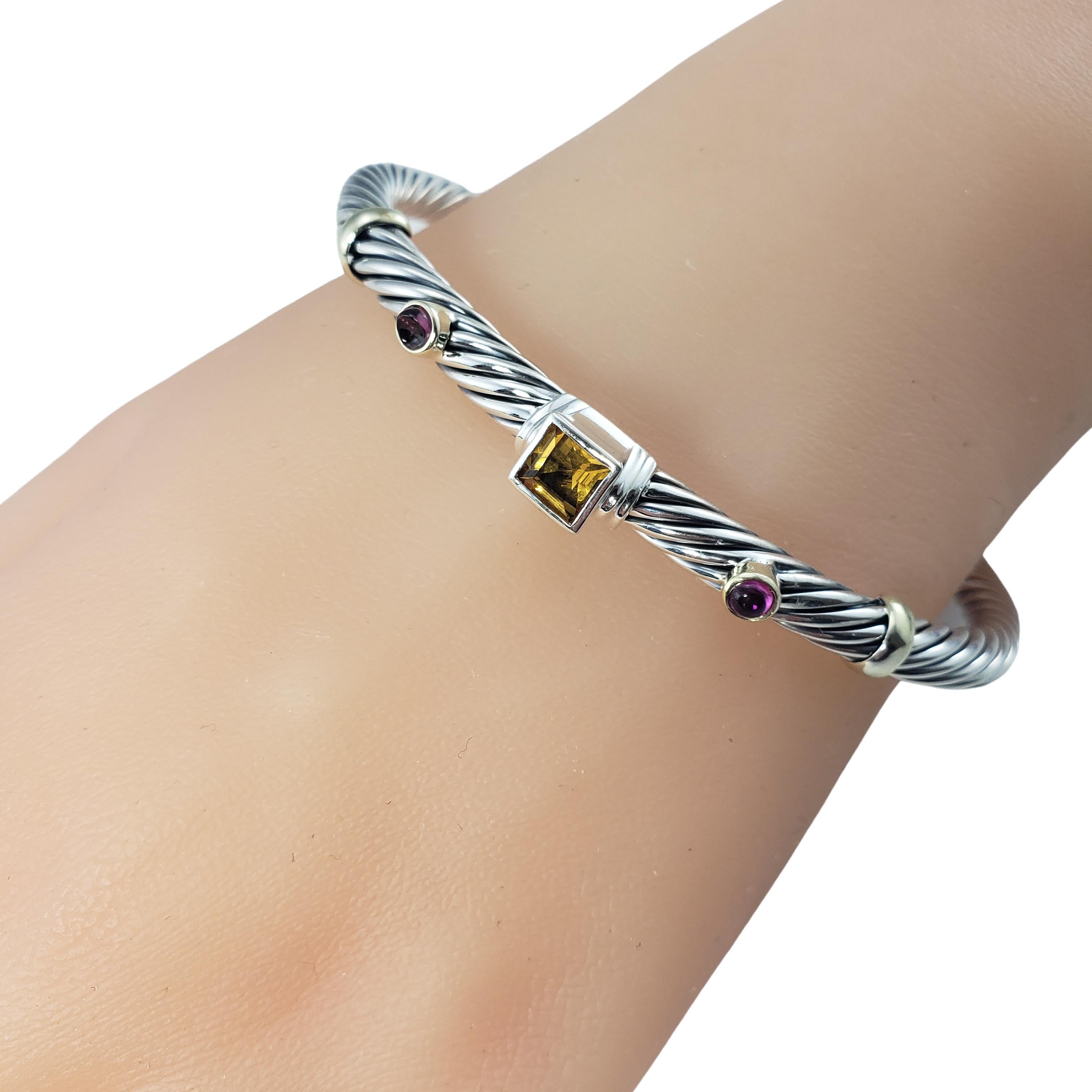 David Yurman Sterling Silber 14 Karat Gelbgold Citrin Amethyst Manschettenarmband 4
