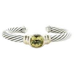 David Yurman Sterling Silver & 14 Karat Yellow Gold Lemon Quartz Cable Bracelet