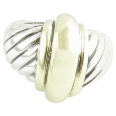 David Yurman Sterling Silver 14 Karat Yellow Gold Shrimp Dome Ring