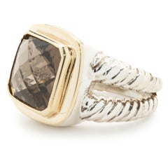 David Yurman Sterling Silver & 14 Karat Yellow Gold Smoky Topaz Albion Ring